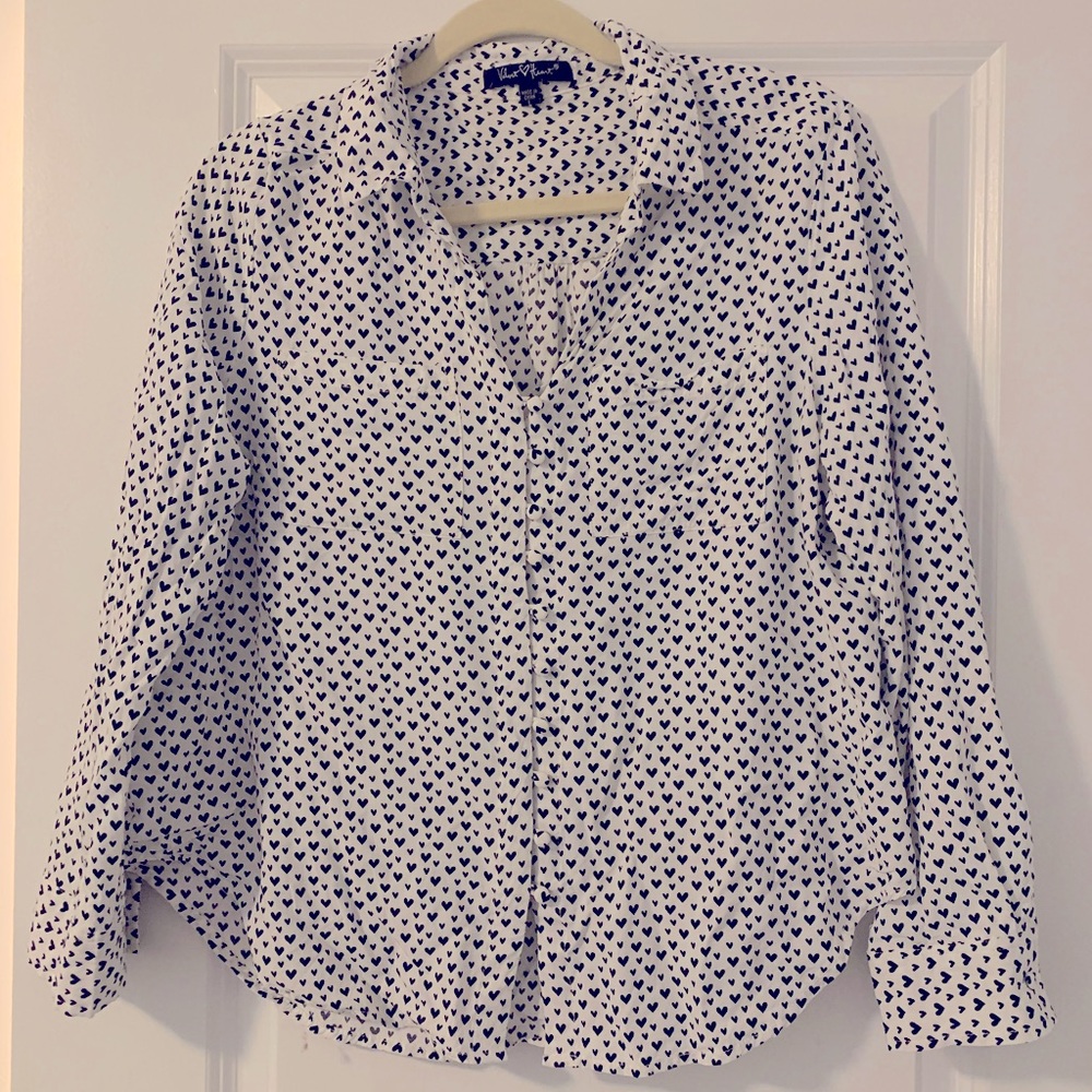 Heart polka dot buttoned blouse